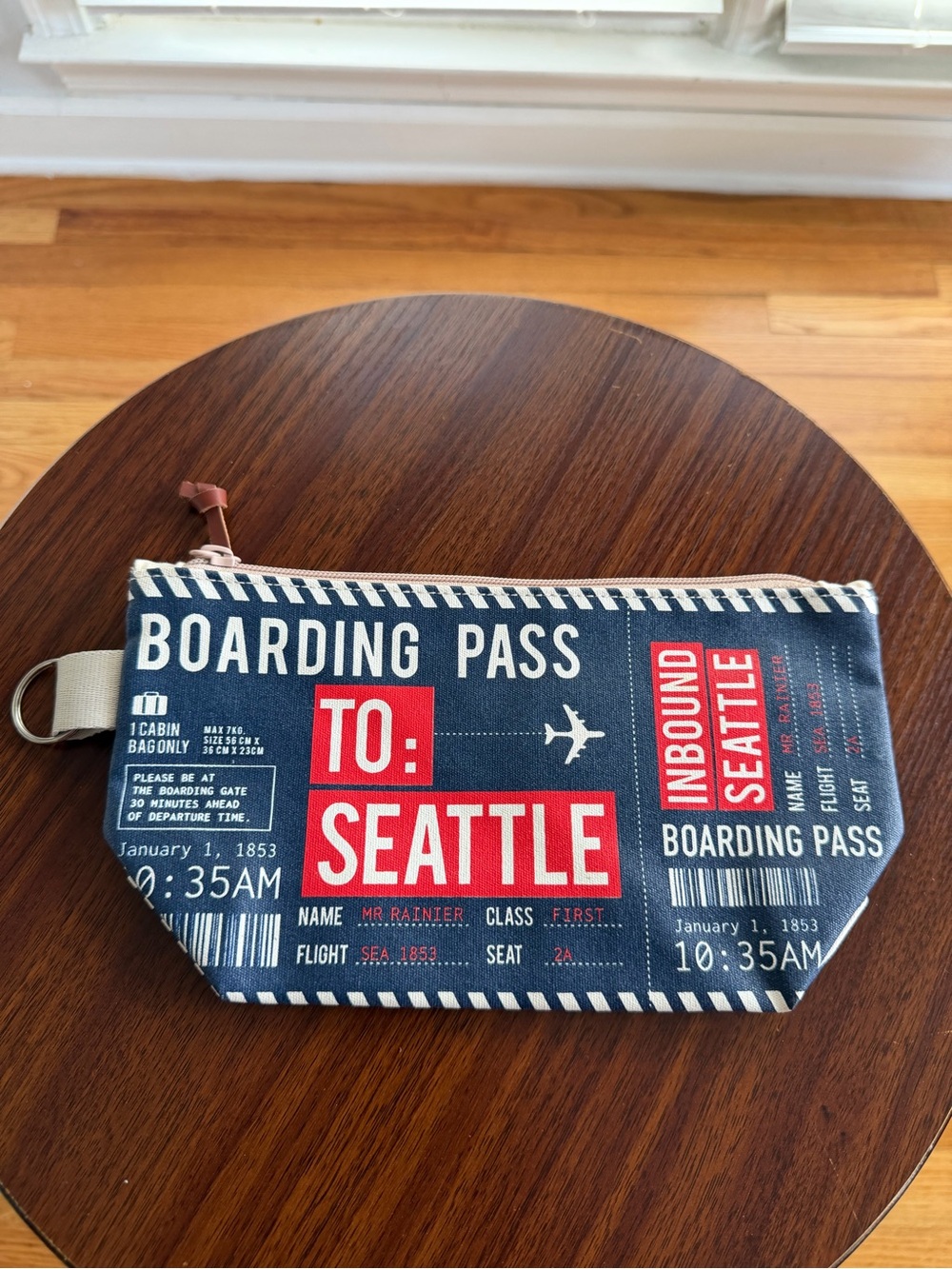 Boarding Pass Seattle Travel Pouch Navy & Red Cosmetic Bag! 💙